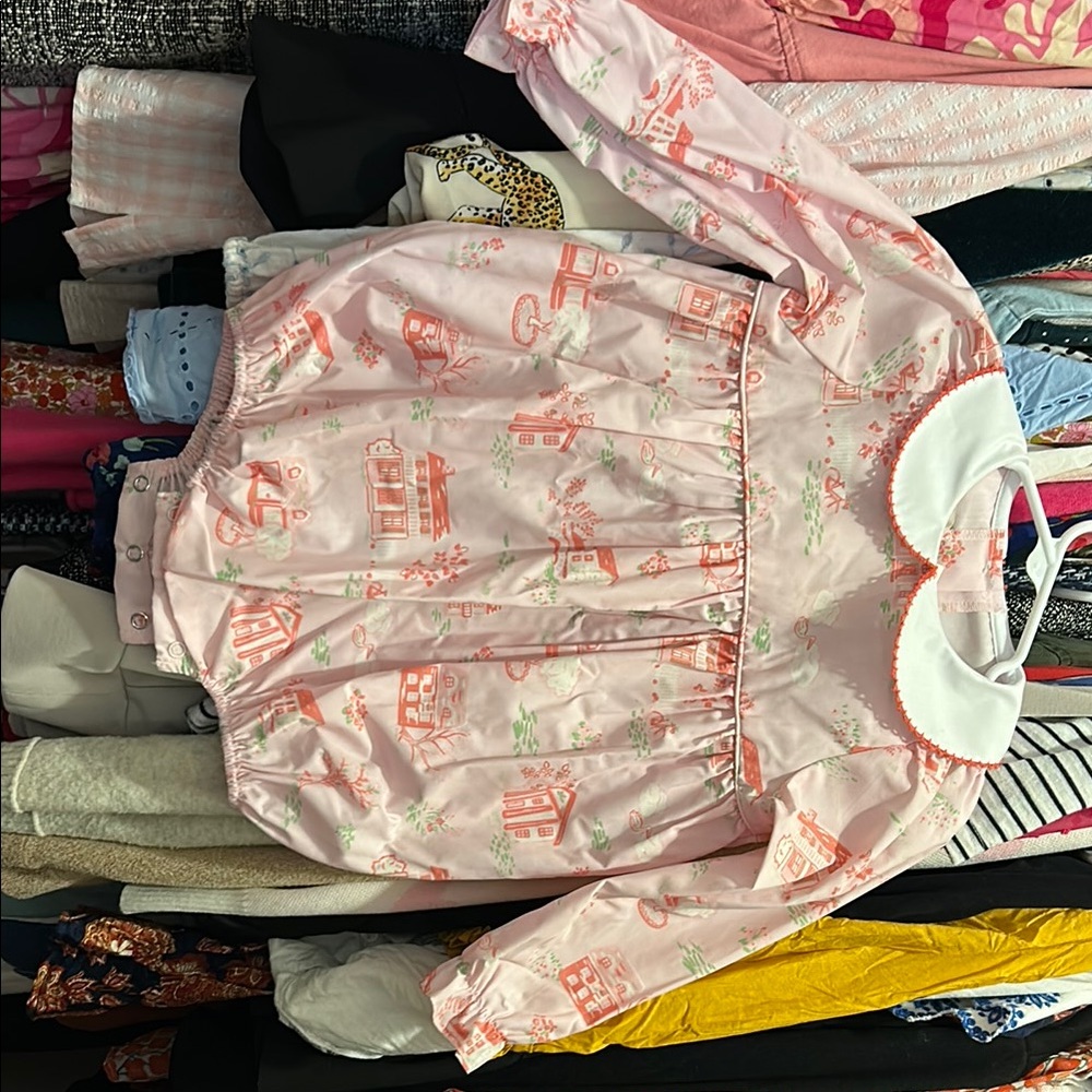 Pink and Orange Long Sleeve Baby Romper